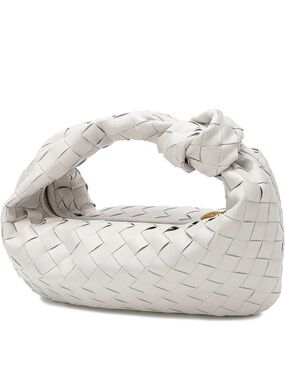 Woven Knot Mini Shoulder Bag in White